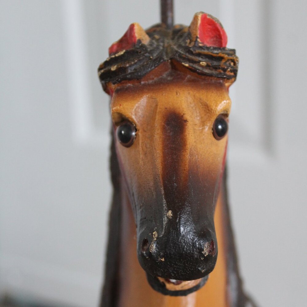 Vintage 17.5"Tall x 16" Wood & Cast Iron Leather Saddle Horse Trike - Picture 7 of 16